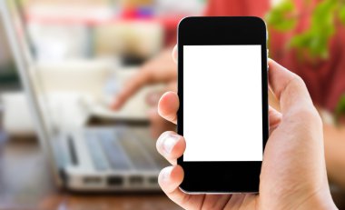 el bilgisayar arka plan kullanarak telefon tutarak