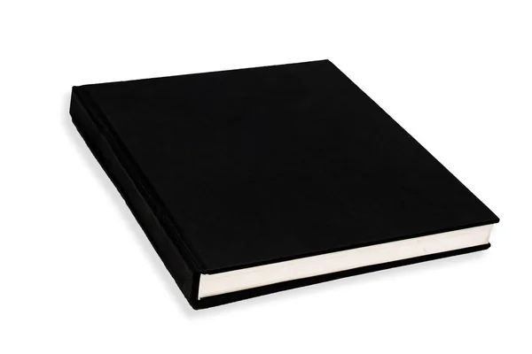Κενό βιβλίο μαύρο κάλυμμα απομονωθεί σε λευκό — Φωτογραφία Αρχείου
