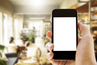 telefon kahve Cafe arka planda tutan el