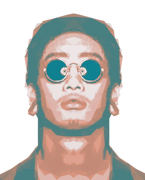 Illustration of young Asian man with sunglasses in low poly — Stock Photo, Image