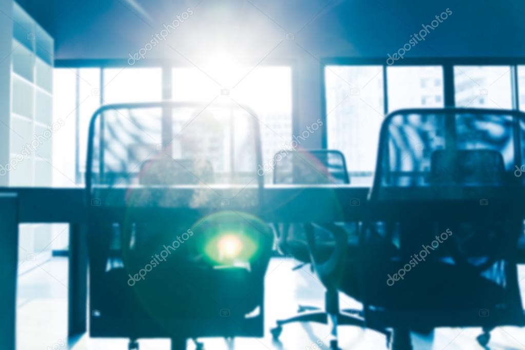 blurred background of of  table and chairs with sun light in mee