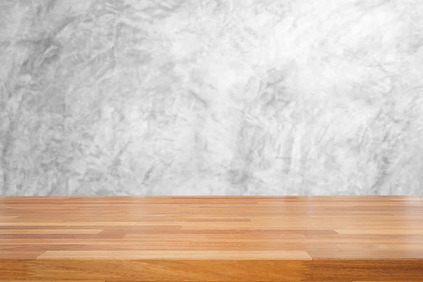 Lege houten tafel en grijs cement achtergrond — Stockfoto