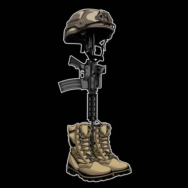 Design Vector Fallen Soldier Beground Black — Stockvector