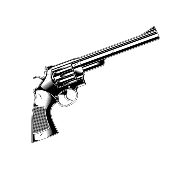 Line Art Gun 357 Magnum Revolver — Stock Vector