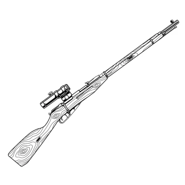 Line Art Illustration Gun Mosin Nagant M91 — Stok Vektör