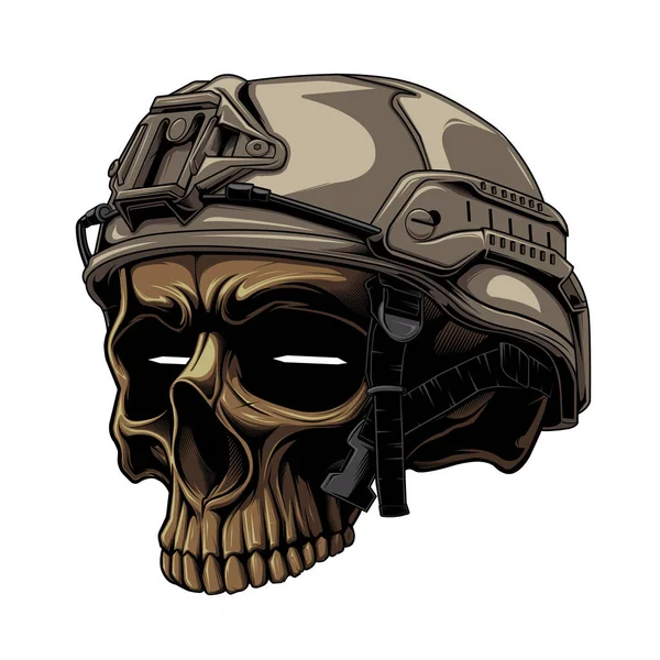 Tactical Warrior Skull Military Helmet White Beground — Stockový vektor
