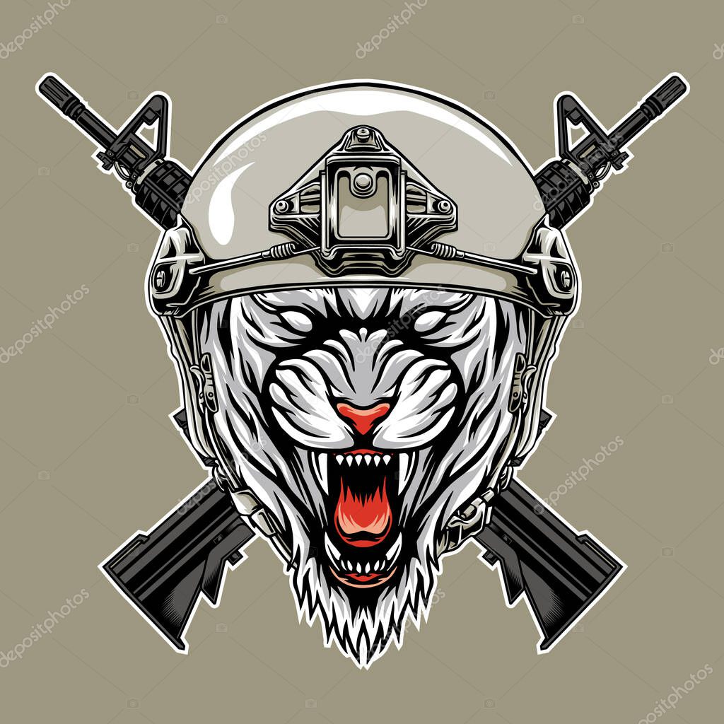 Design military head tiger vector illustration
