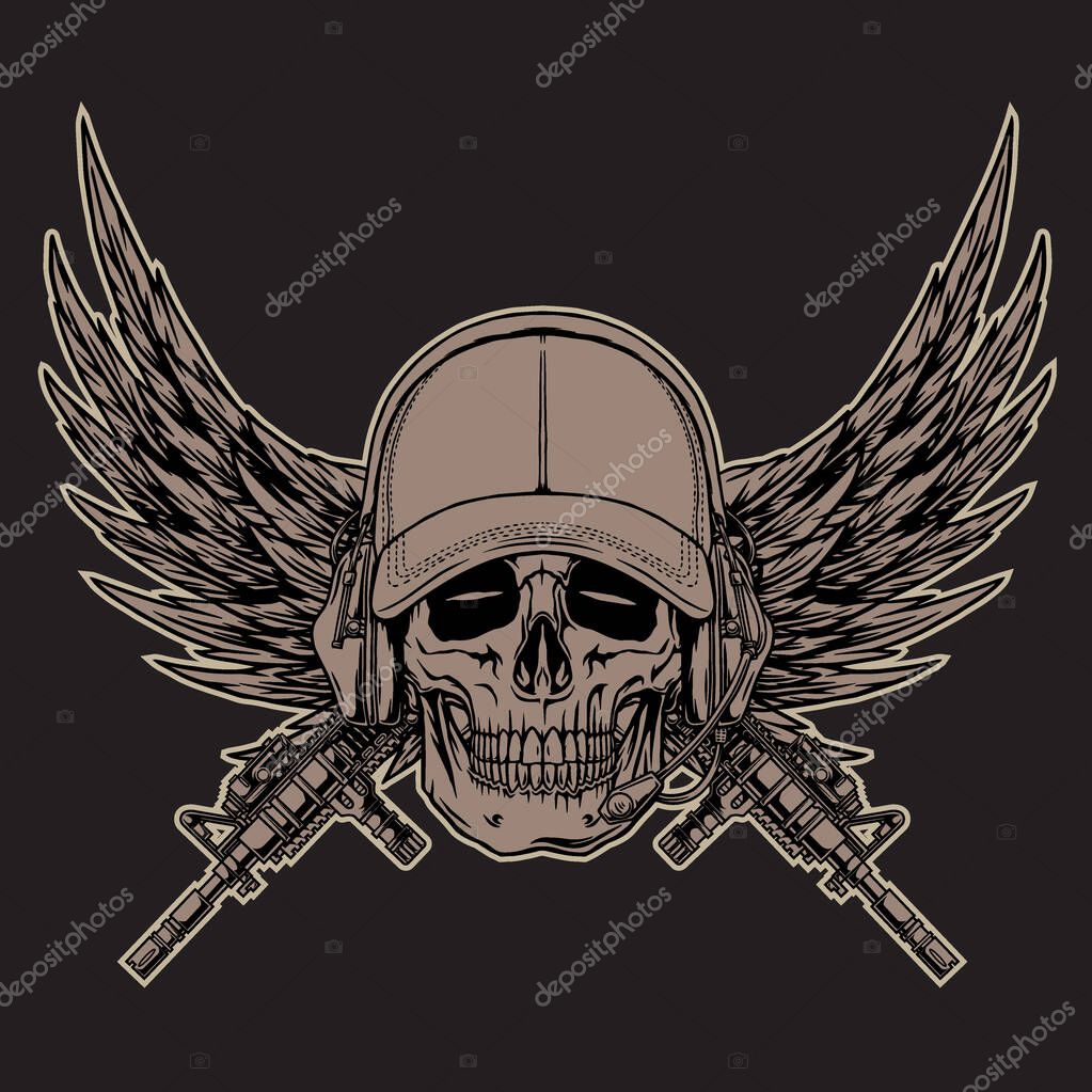 Military logo in the dark beground