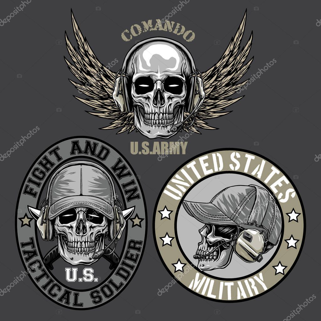 Military logo in the dark beground