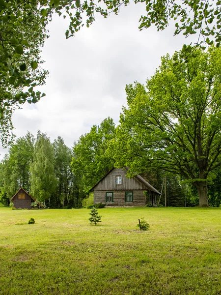 Landhaus mit Eichen — Stockfoto