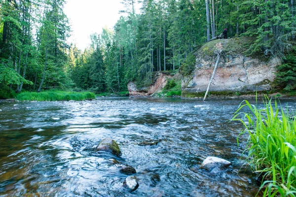 Rivière d'été avec reflets — Photo