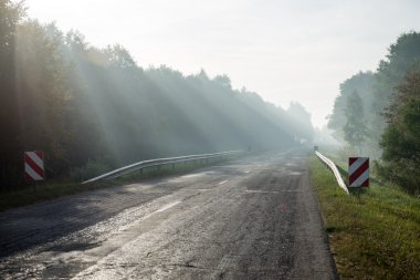 Siste yol üzerinde ışık ışınları