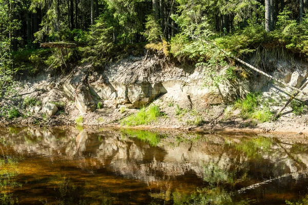 kumtaşı kayalıklarla Gauja Milli Parkı