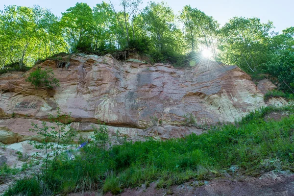 Sandstone cliffs in Gauja national park — Stock Photo, Image