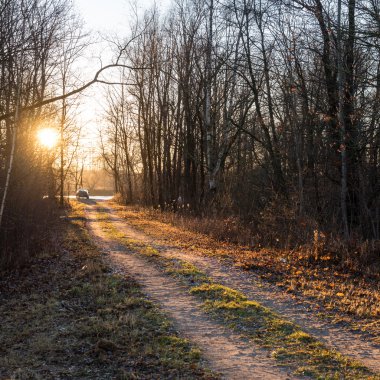sonbaharda kırsalında boş yol