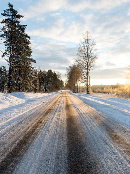 Route vide à la campagne en hiver — Photo
