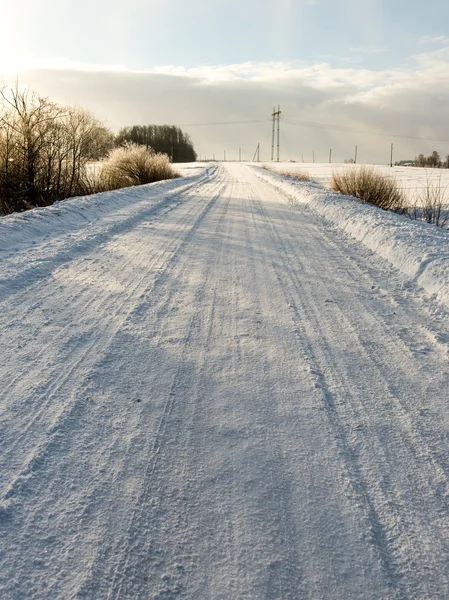 Route vide à la campagne en hiver — Photo
