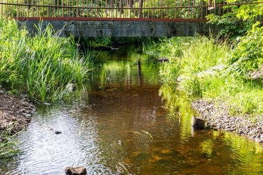 Yatay, dağlar, ağaçlar ve Nehri ön