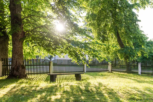 Bank im schönen Park im Herbst — Stockfoto