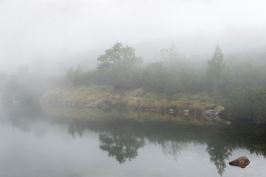 Yatay, dağlar, ağaçlar ve Nehri ön