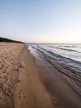 bulutlar ve ıssız dune doğru dalgalar ile sonbaharda Baltık beach