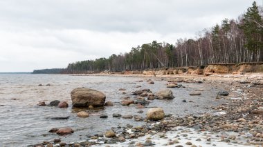 Kayalık sonbahar plaj dalgalar kayalar çökmesini ile