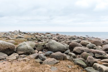 Kayalık sonbahar plaj dalgalar kayalar çökmesini ile