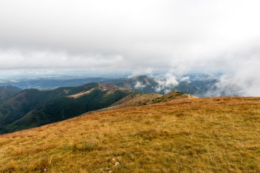 Slovakya'daki Tatra Dağları bulutları ile örtülü