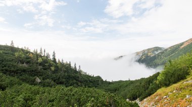 Slovakya'daki Tatra Dağları bulutları ile örtülü