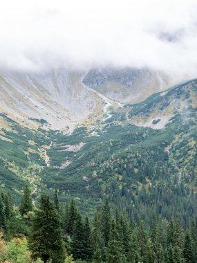 Slovakya'daki Tatra Dağları bulutları ile örtülü