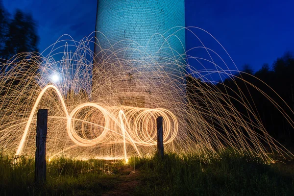 Pintura de luz, Fotografía en la noche — Foto de Stock