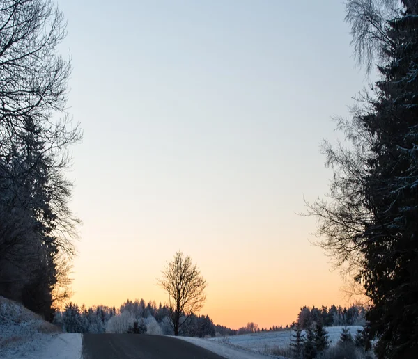 Télen a vidékre elemzéséhez a sunrise — Stock Fotó
