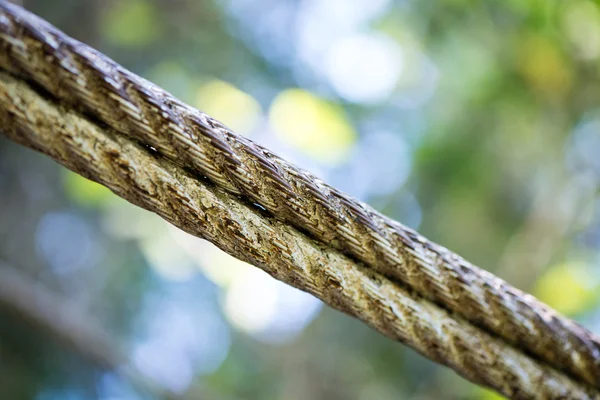 Roestige stalen kabel, slechte conditie — Stockfoto