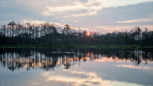 Riflessi nell'acqua del lago all'alba — Foto Stock