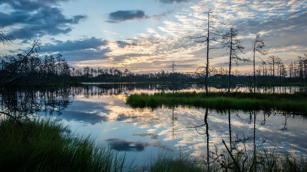 Reflejos en el agua del lago al amanecer —  Fotos de Stock