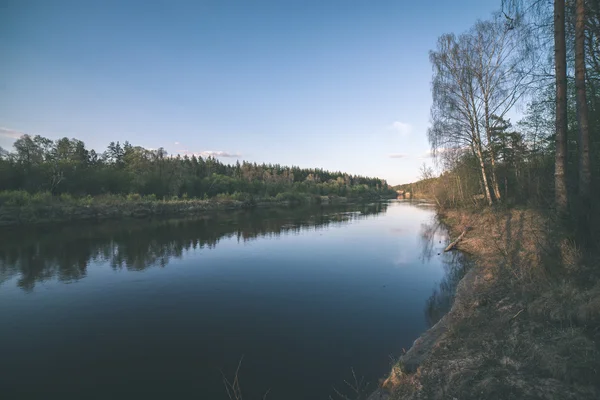 Prachtige rivier in bos - vintage film effect — Stockfoto