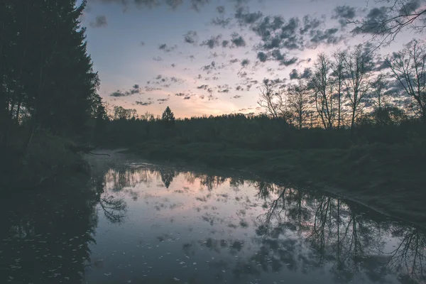 Bellissimo fiume nella foresta effetto film vintage — Foto Stock