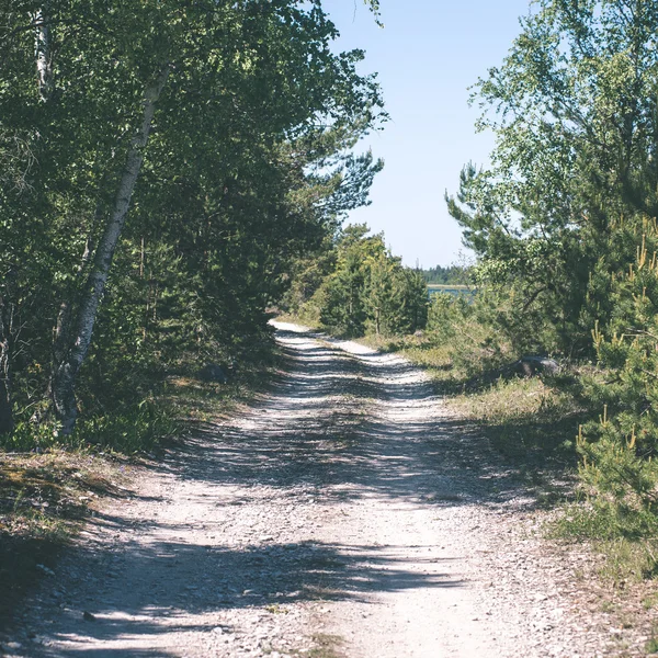 Semplice strada di campagna in estate effetto film vintage — Foto Stock