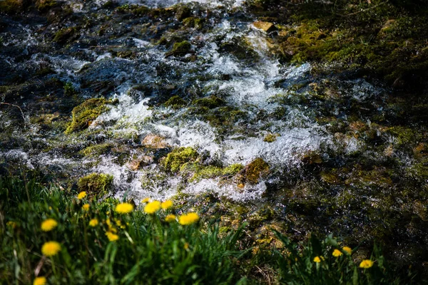 Vízesés loccsan-ban Közelkép — Stock Fotó