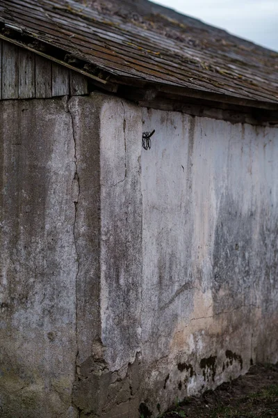 Cracked Walls Splices Old Concrete Building Dramatic Abstract Sadness — Stock Photo, Image