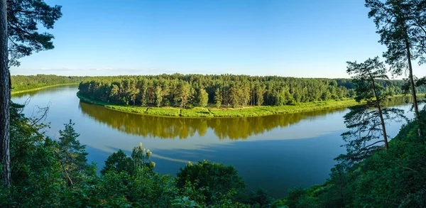 Schilderachtige Zomer Uitzicht Rivier Het Bos Met Groen Blad Laag — Stockfoto