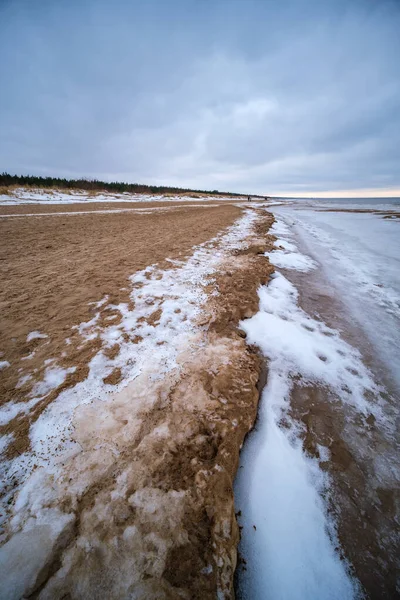 Ice Winter Beach Sea Frozen Sand Ice Blocks Water Холодные — стоковое фото