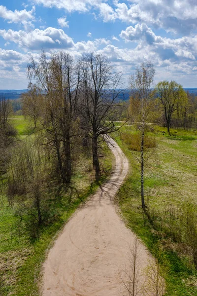 Tourism Pathway Summer Green Park Gravel Wooden Rails Trees Relaxation — Foto de Stock