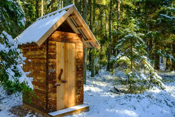 Kleines Hölzernes Toilettenhäuschen Wald Erholung — Stockfoto