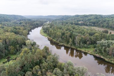 Gauja nehir ve orman yukarıdan