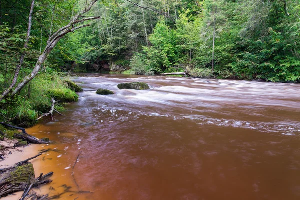 Berg rivier met Flowing Water stroom en zandstenen klippen — Stockfoto