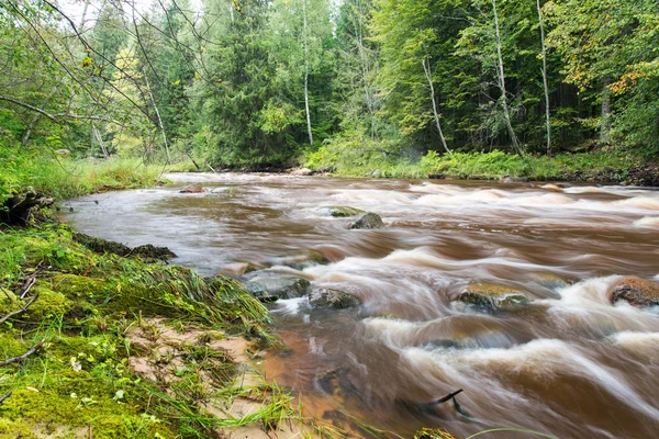 Met het oog op de berg rivier met Flowing Water stroom en sandsto — Stockfoto