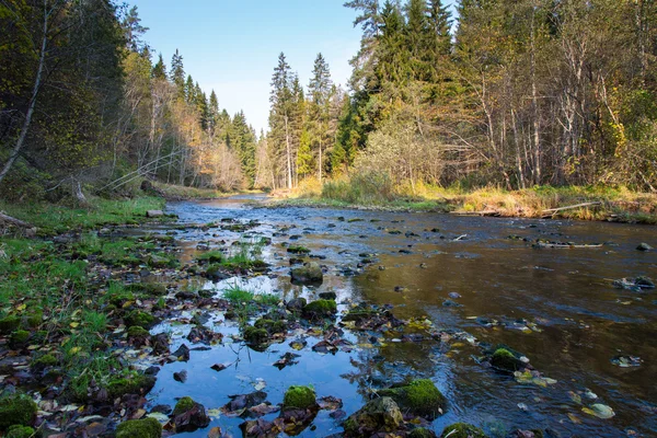 Berg rivier met rotsen en zandsteen — Stockfoto