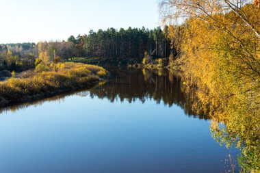 ülkede doğal sonbahar renkli Nehri
