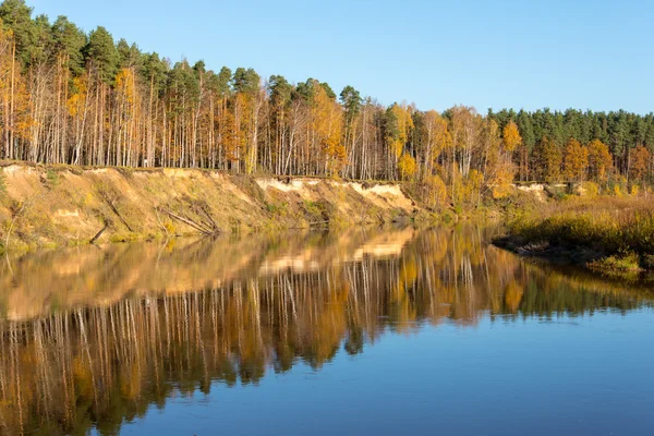 Scenic autumn colored river in country — Stock Photo, Image